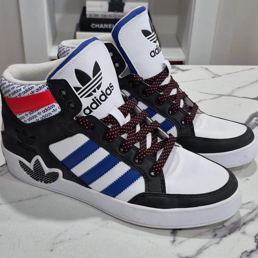 Adidas Transmission Pack Hi Top Hard Court Basketball Sneakers, Mens 9 White - Picture 2 of 15